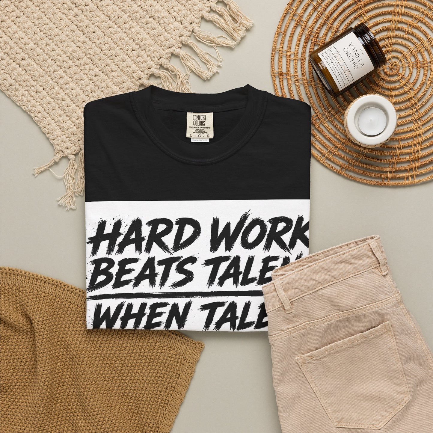 Hard Work Beats Talent Tee White