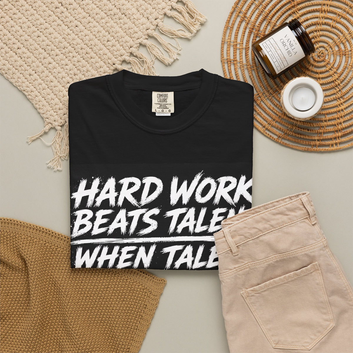 Hard Work Beats Talent Tee Black