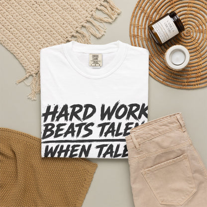 Hard Work Beats Talent Tee White