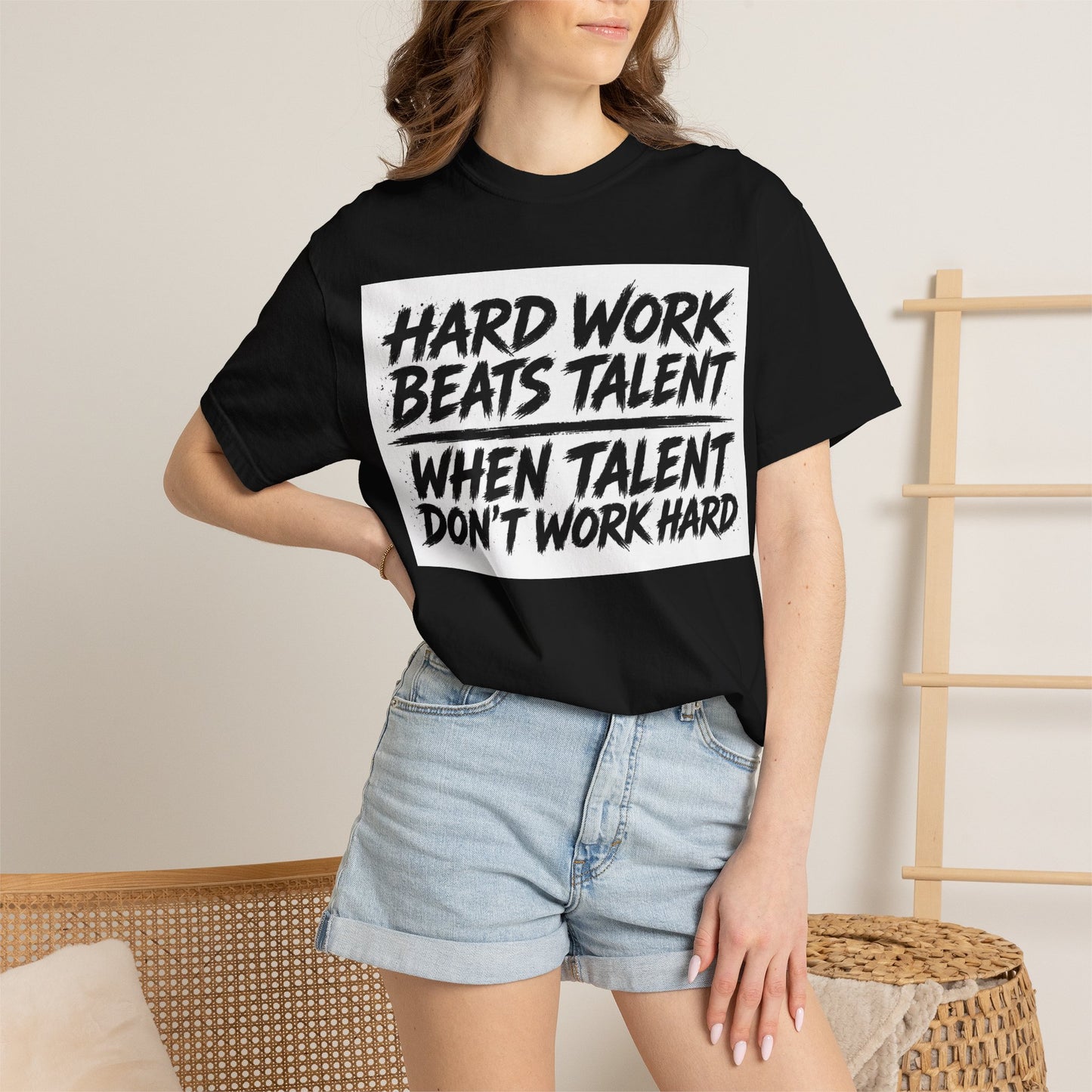 Hard Work Beats Talent Tee White