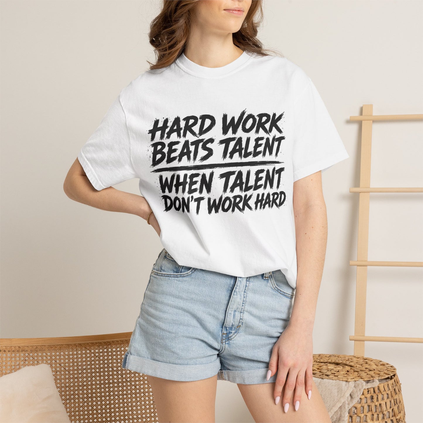 Hard Work Beats Talent Tee White